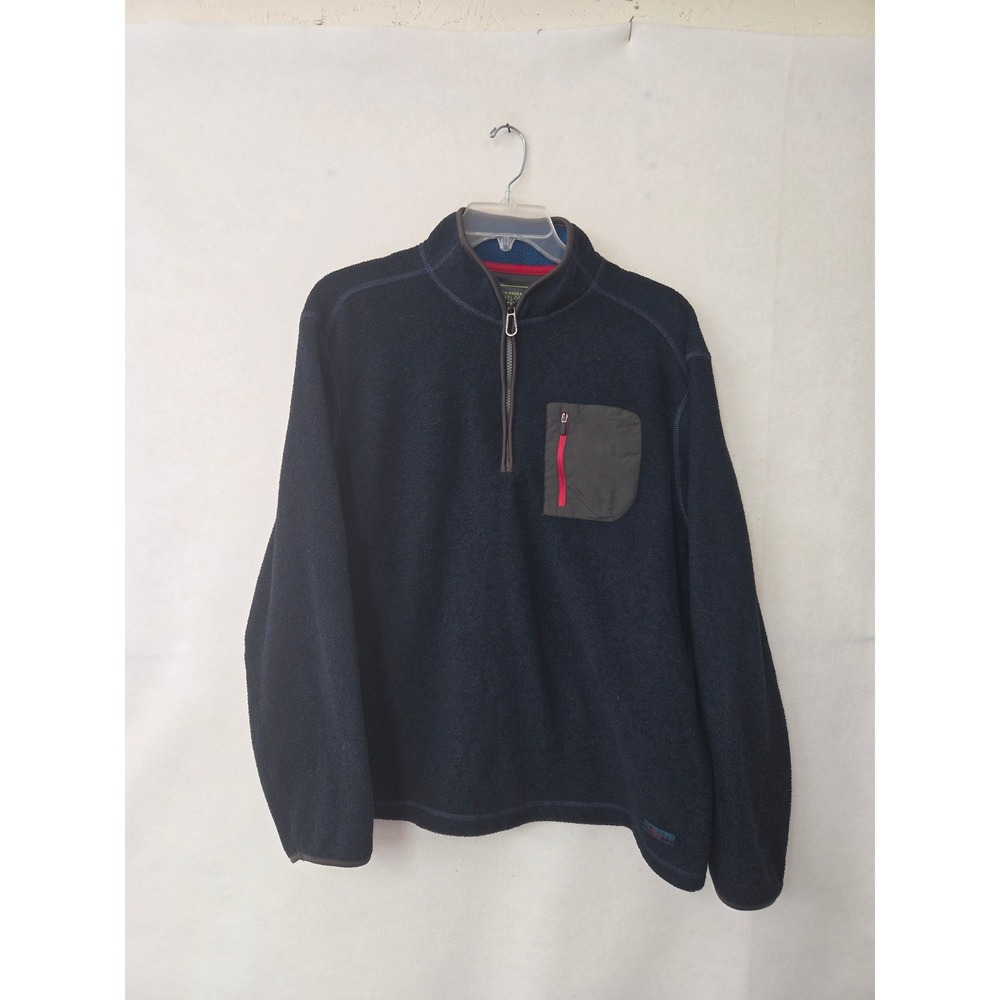 G.H. Bass & Co. Explorer Fleece Pullover Mens XL Navy Blue Quarter Zip Pocket